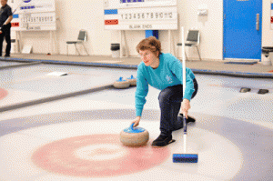 News Editor Zoey Duncan hurried hard during the Reflector Bonspiel at the Garrison Curling Club