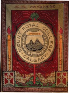 MRJC Tapestry: created in 1935, now hanging in the MRU Board Room. Photo Courtesy of Mount Royal University Archives
