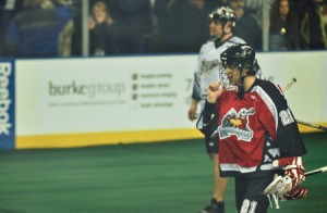 Photo courtesy Calgary Roughnecks.  Joe Vetere made his regular season debut with the Calgary Roughnecks during a 12-11 road win in Edmonton Feb. 20. The Rougnecks are looking for financial help to finish the season. 