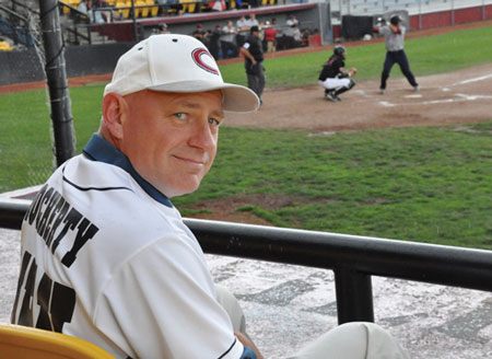 David Docherty takes in a game between the Calgary Vipers and Lake County Fielders on Aug. 1. Photo courtesy MRU