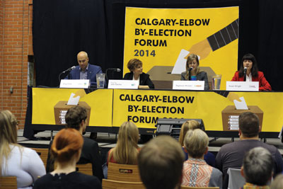 The Calgary-Elbow byelection forum took place Oct. 21 at MRU. PC candidate Gordon Dirks was a no-show and Wildrose candidate John Fletcher had a stand-in. The forum was open to the public, and featured questions about post-secondary funding and environmental issues. Photo: Albina Khouzina